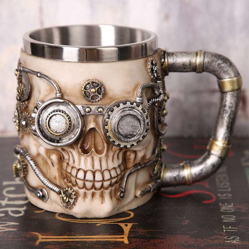 Gothic Drinkware Gift, Reaper Coffee Cup, Skull Metal Mug - available at Sparq Mart