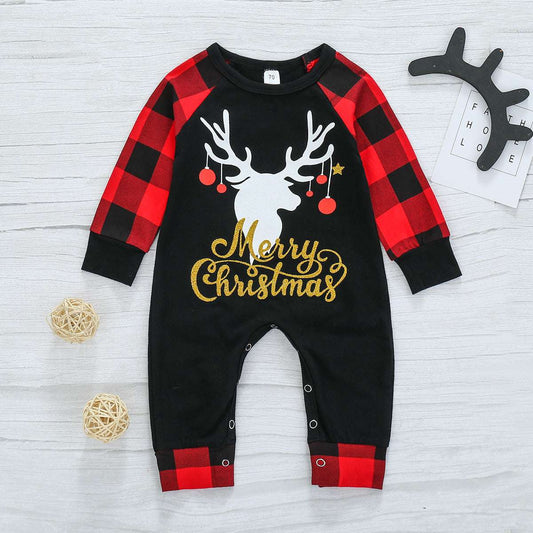 Children's Festive Outfit, Kids Christmas Romper, Long Sleeve Romper - available at Sparq Mart