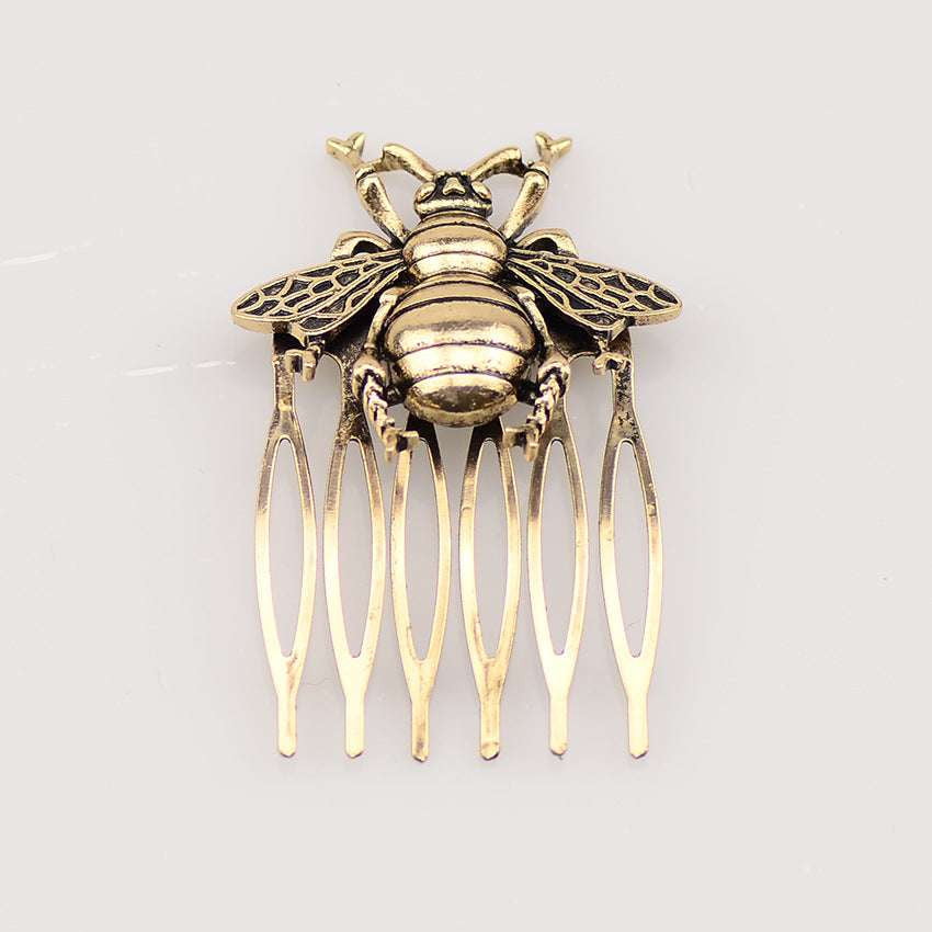 Antique Bee Hair Comb, Elegant Alloy Hairpin, Geometric Side Clip - available at Sparq Mart