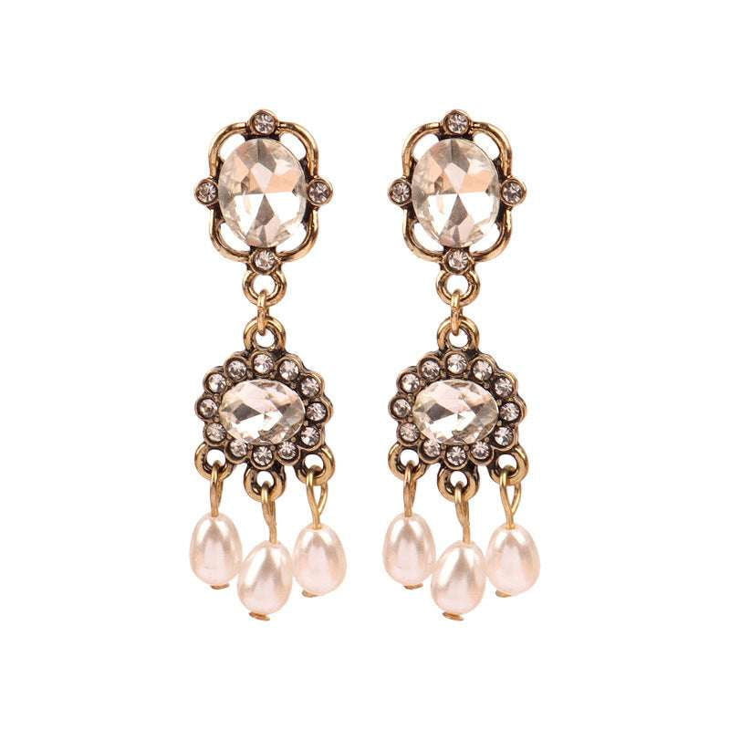 Baroque Crystal Earrings; Japanese Korean Fashion; Sparkling Ear Studs - available at Sparq Mart