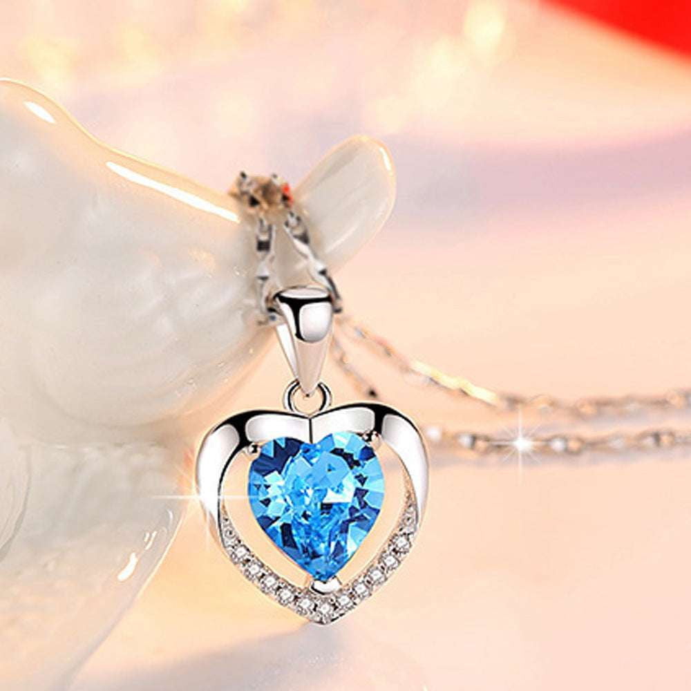 blue pendant jewelry, elegant crystal pendant, heart crystal necklace - available at Sparq Mart