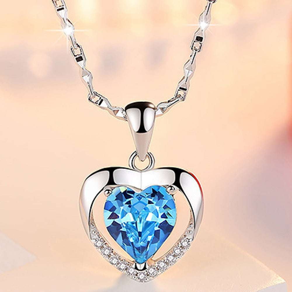 blue pendant jewelry, elegant crystal pendant, heart crystal necklace - available at Sparq Mart