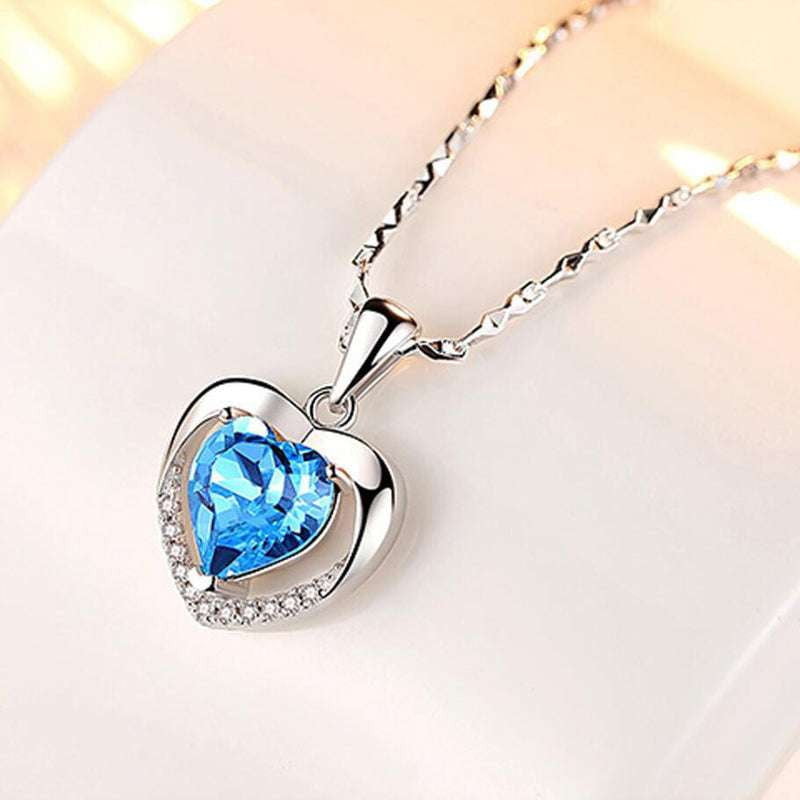 blue pendant jewelry, elegant crystal pendant, heart crystal necklace - available at Sparq Mart