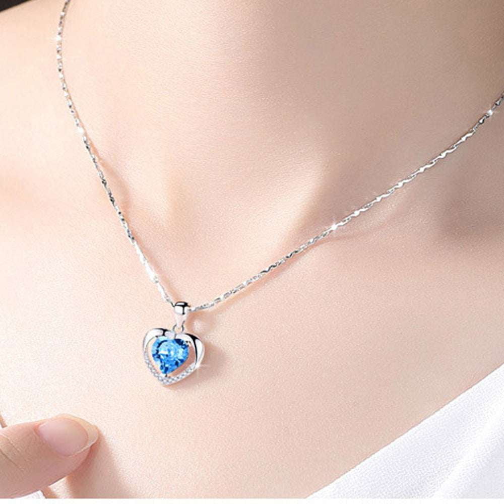 blue pendant jewelry, elegant crystal pendant, heart crystal necklace - available at Sparq Mart