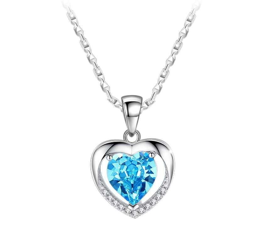 blue pendant jewelry, elegant crystal pendant, heart crystal necklace - available at Sparq Mart