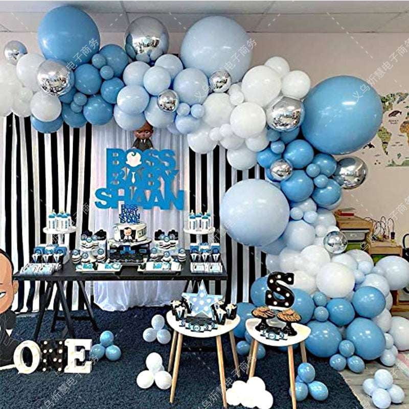 Blue Party Balloons, Macaron Balloon Decor, Metallic Silver Balloons - available at Sparq Mart