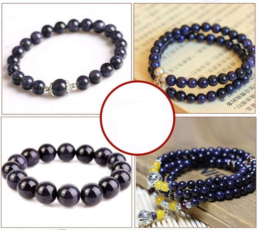 Blue Sandstone Bracelet, Crystal Healing Jewelry, Sparkling Blue Beads - available at Sparq Mart