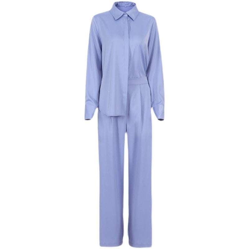 Comfortable Home Wear, Silk Leisure Suit, Women's Blue Trousers - available at Sparq Mart