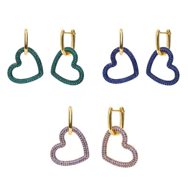 Diamond Heart Earrings, Elegant Women's Jewelry, Fashion Stud Earrings - available at Sparq Mart