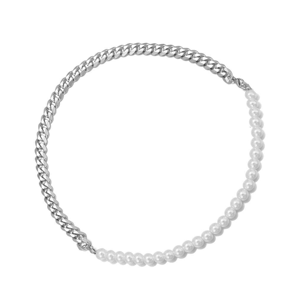 Elegant Pearl Jewelry, Pearl Chain Bracelet, Silver Gold Bracelet - available at Sparq Mart
