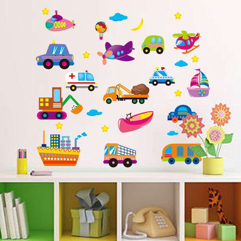 Cartoon Car Wall Sticker, Children's Room Decor, Removable Wall Sticker - available at Sparq Mart