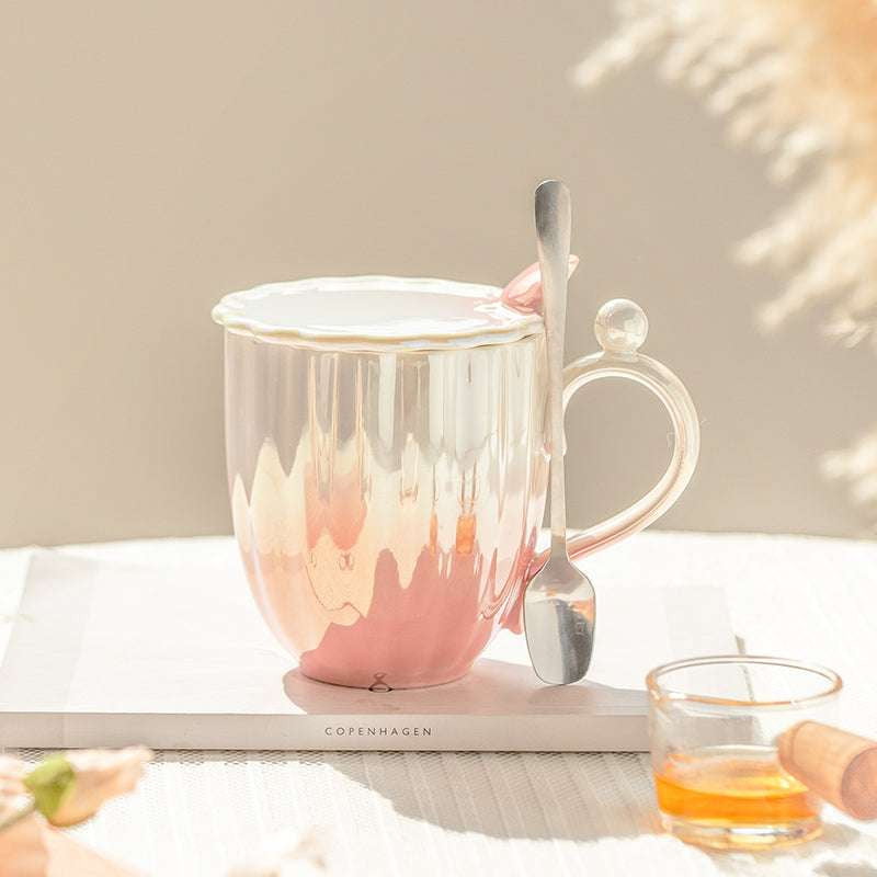 Ceramic Mugs Lid, Couple Gift Mugs, Pearl Ceramic Mug - available at Sparq Mart