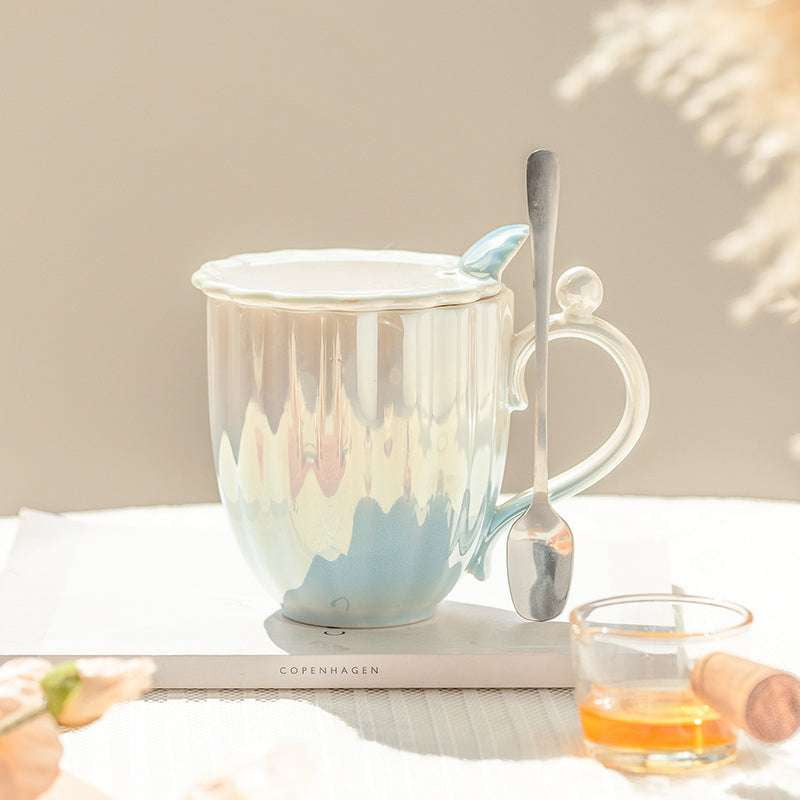 Ceramic Mugs Lid, Couple Gift Mugs, Pearl Ceramic Mug - available at Sparq Mart