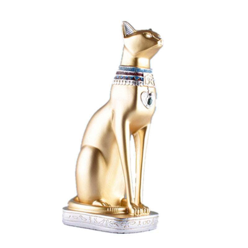 Egyptian Cat Figurine, Golden Cat Decor, Lucky Cat Statue - available at Sparq Mart