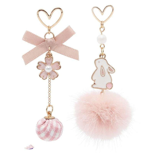 Cherry Blossom Earrings, Cute Silver Ear Clips, Japanese Ball Earrings - available at Sparq Mart