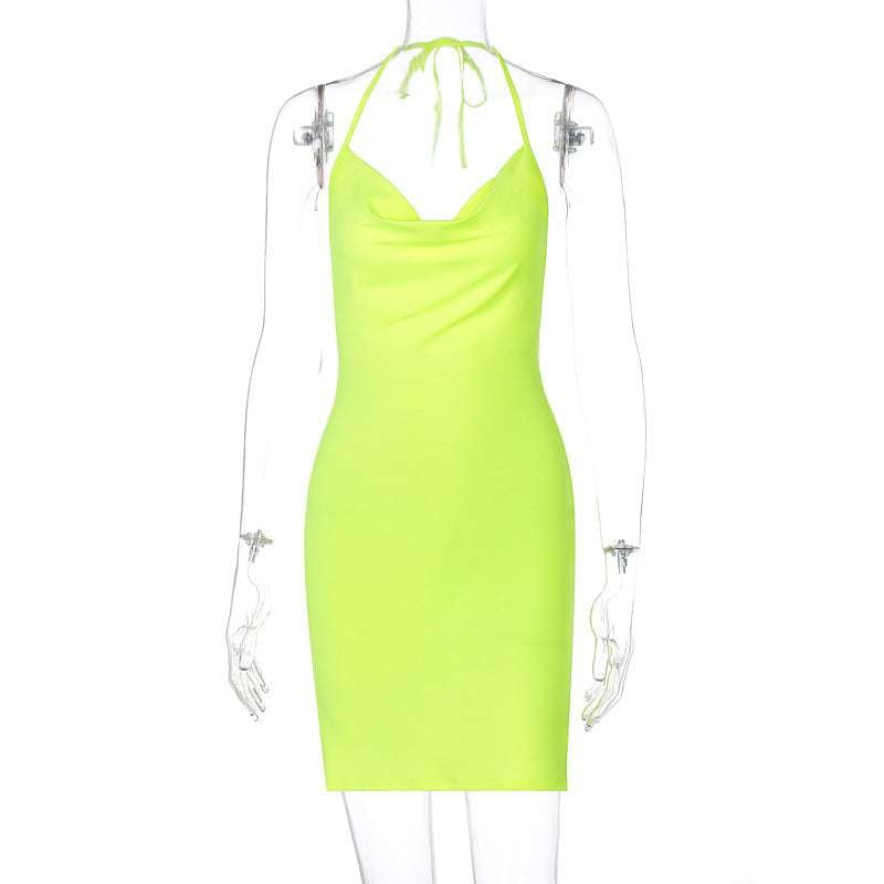 Halter Neck Party Dress, Summer Backless Dress, Women Mini Dress Outfit - available at Sparq Mart