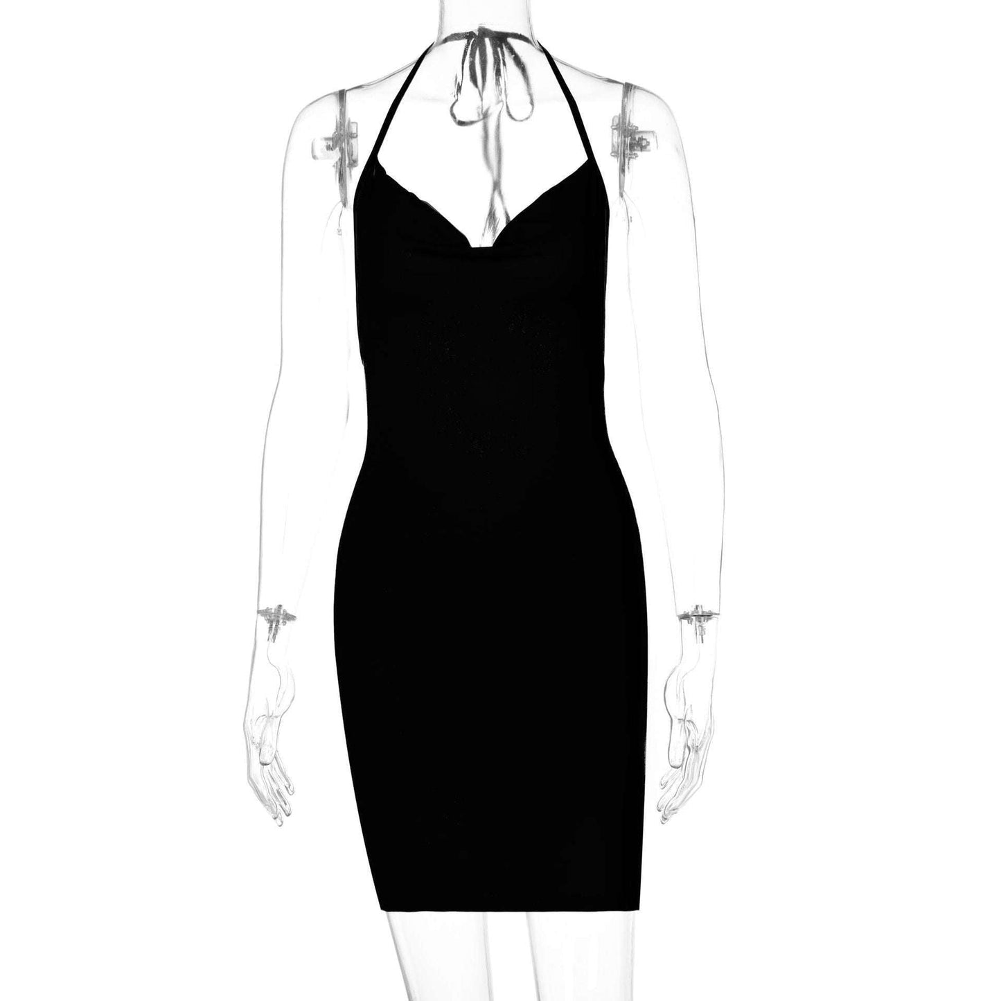 Halter Neck Party Dress, Summer Backless Dress, Women Mini Dress Outfit - available at Sparq Mart