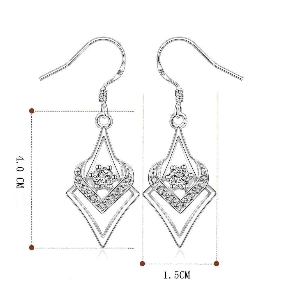 geometric drop earrings, heart zircon earrings, silver star jewelry - available at Sparq Mart