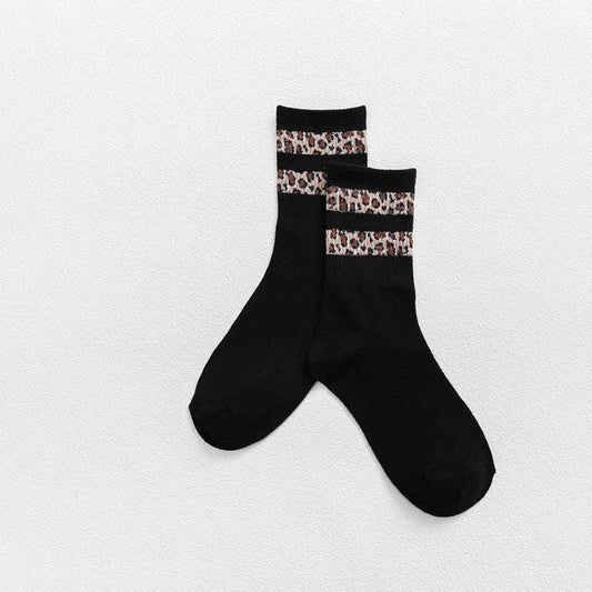 Japanese Style Stockings, Leopard Print Socks, Women's Cotton Socks - available at Sparq Mart