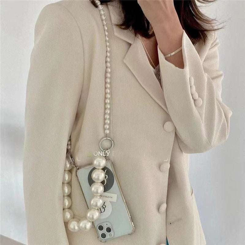 chic pearl phone case, iPhone crossbody case, soft shell protector - available at Sparq Mart