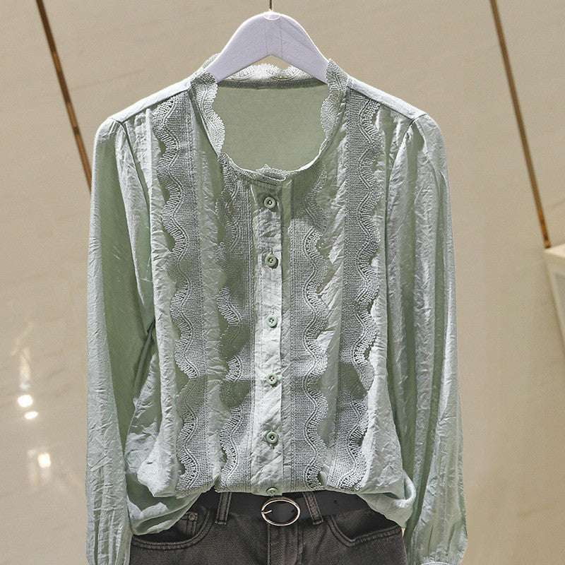 Asymmetrical Collar Silk Blouse, Long Sleeve Chic Top, Ruffled Chiffon Office Shirt - available at Sparq Mart