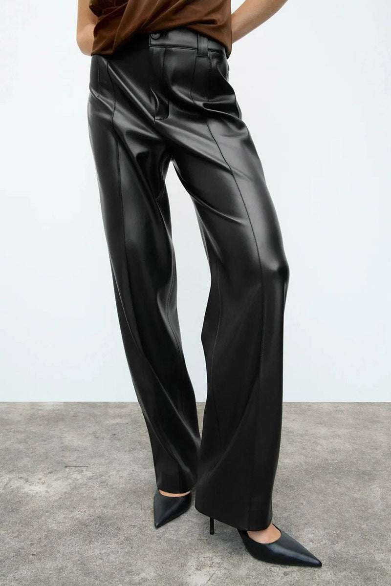 PU Leather Fashion, Slim Fit Trousers, Women Leather Pants - available at Sparq Mart