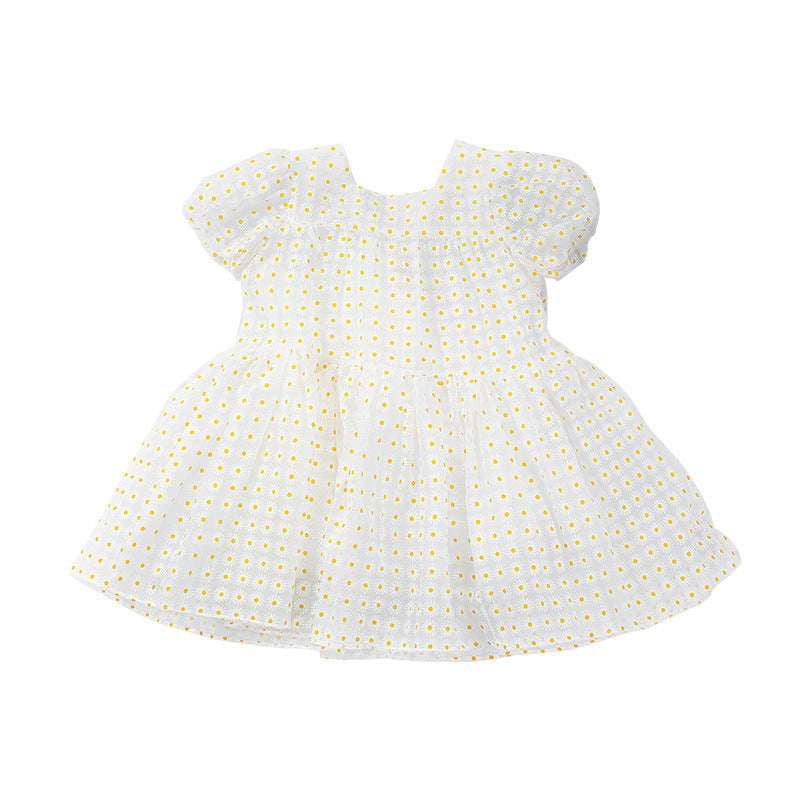 Girls A-Line Dress, Korean Puff Sleeve Dress, Summer Polka Dot Dress - available at Sparq Mart