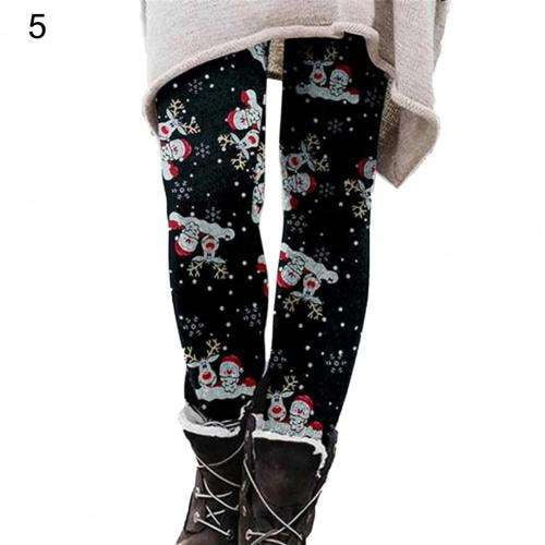 Christmas Print Leggings, Street Style Leggings, Women's Elastic Trousers - available at Sparq Mart