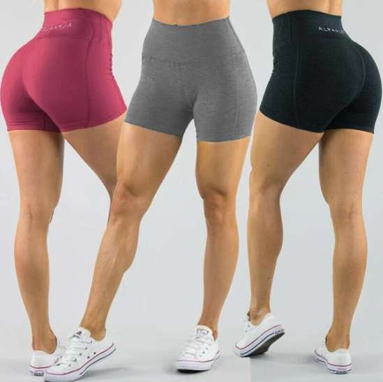 Comfortable Workout Shorts, Polyester Spandex Fitness Shorts, Women's Elastic Yoga Shorts - available at Sparq Mart