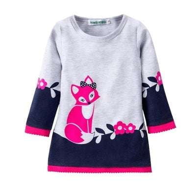 Cozy Children Apparel, Girls Fox Dress, Kids Casual Wear - available at Sparq Mart