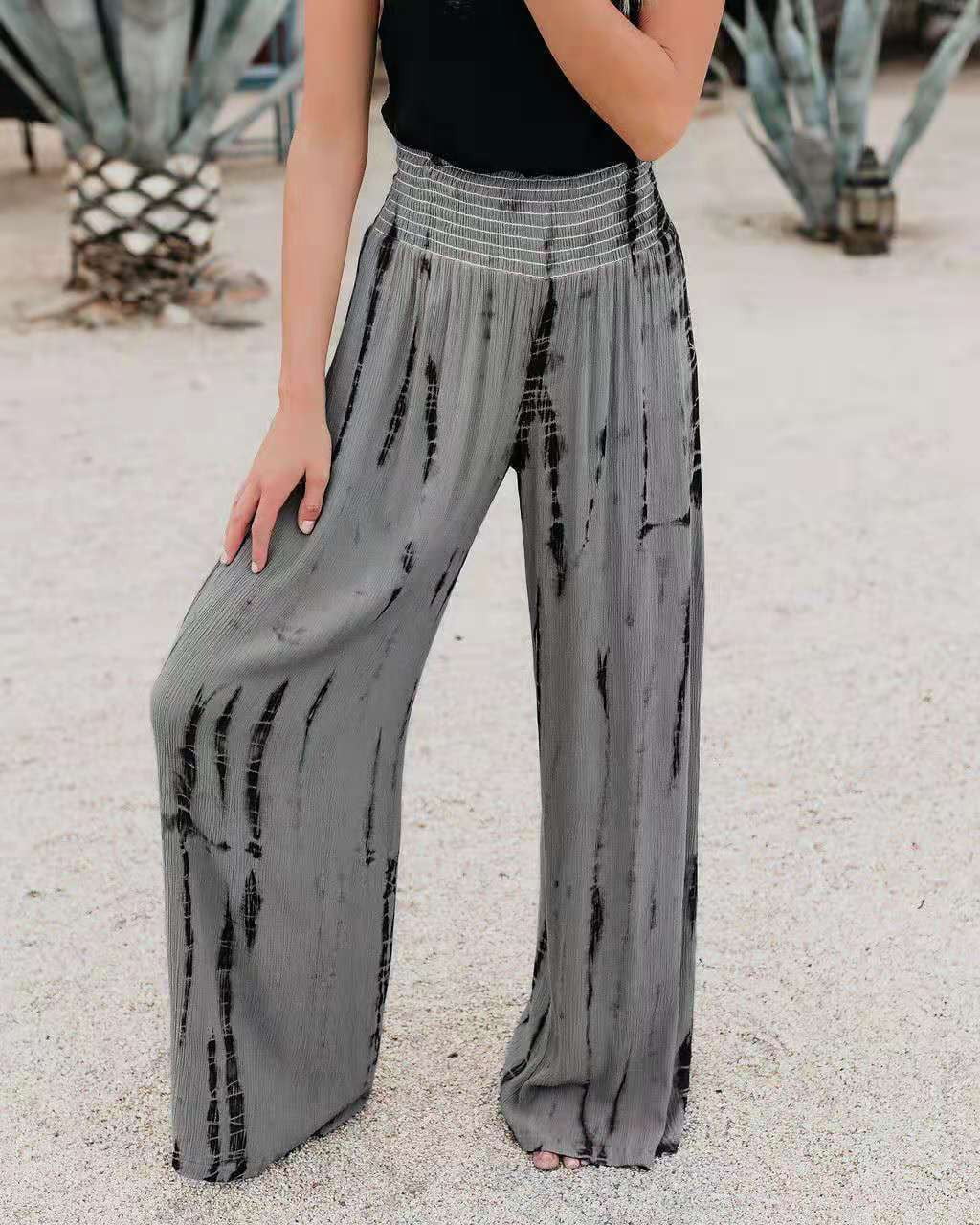 High Waist Pants Fashion, Wide Leg Elasticized Trouser, Women Casual Pocket Pants - available at Sparq Mart