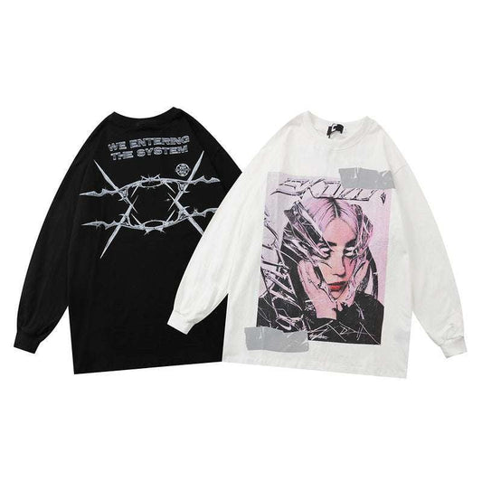 Comfort Cotton Pullover, Leisure Long Sleeve Tee, Printed Terry T-Shirt - available at Sparq Mart