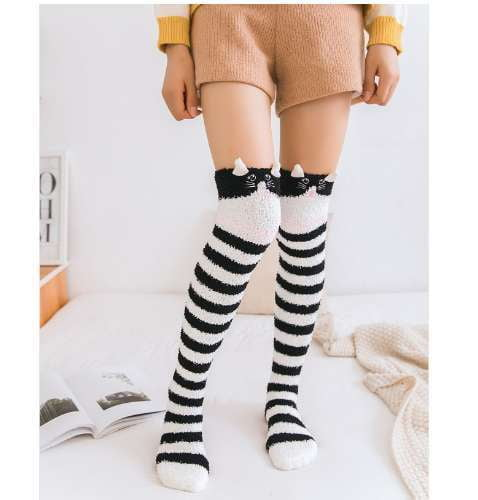 fleece thigh-highs, plus-size hosiery, winter floor socks - available at Sparq Mart