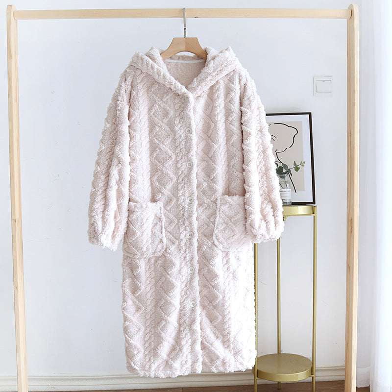 Cozy Homewear Outfit, Fleece Nightgown Set, Warm Loungewear Women - available at Sparq Mart