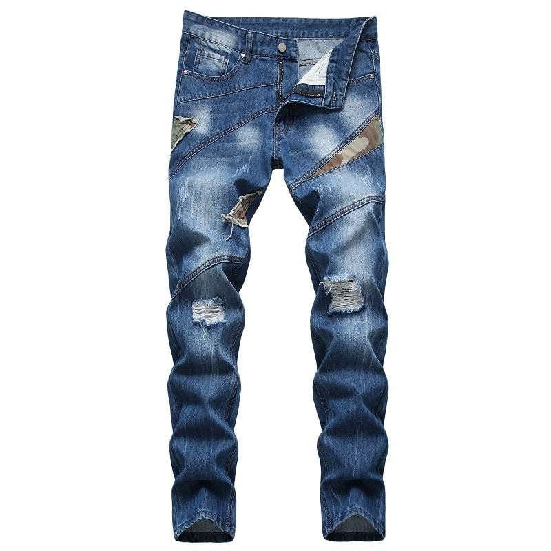 Casual Ripped Jeans, Mid Waist Denim, Straight Leg Jeans - available at Sparq Mart