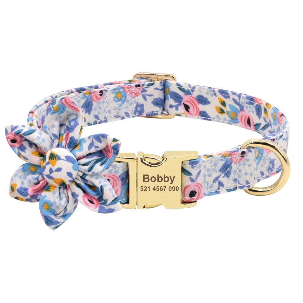 Anti-Lost Pet Collar, Floral Dog Collar, Personalized Dog Collars - available at Sparq Mart