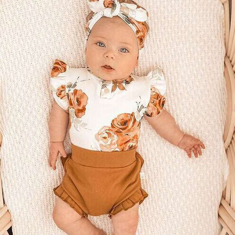 baby summer set, floral baby outfit, trendy toddler clothes - available at Sparq Mart