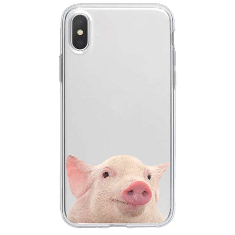 Cute Piggy Mobile Phone Case, Sparq Mart, Transparent Soft Cover - available at Sparq Mart