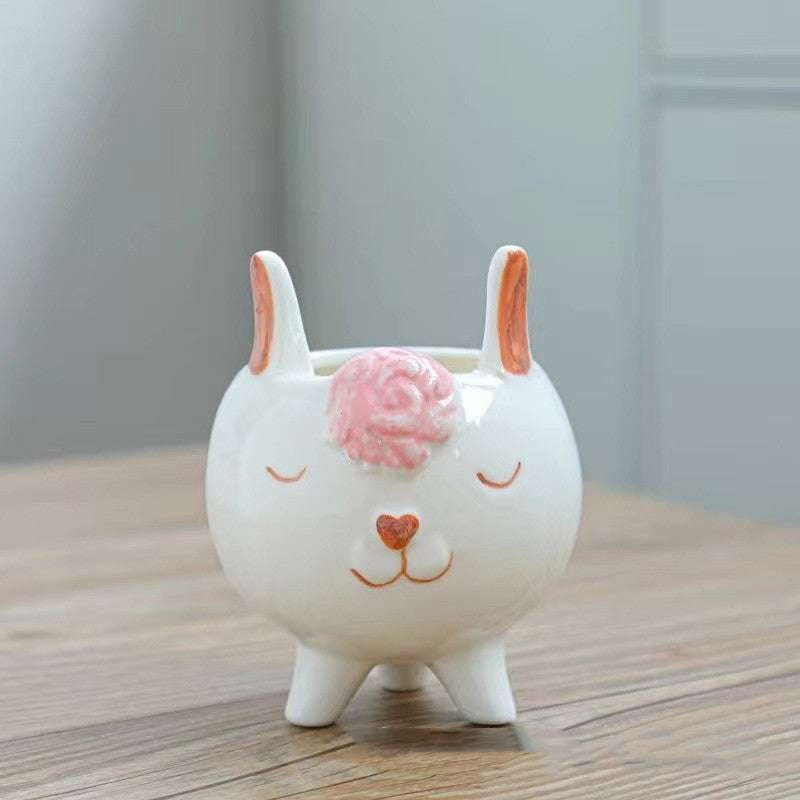 Animal Flowerpot Decor, Cartoon Planter Pot, Hand Painted Planter - available at Sparq Mart