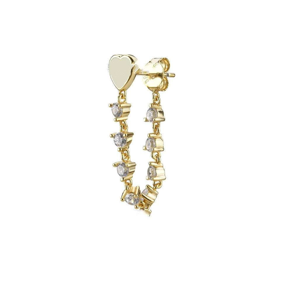 diamond heart earrings, love drop ornaments, silver tassel earrings - available at Sparq Mart