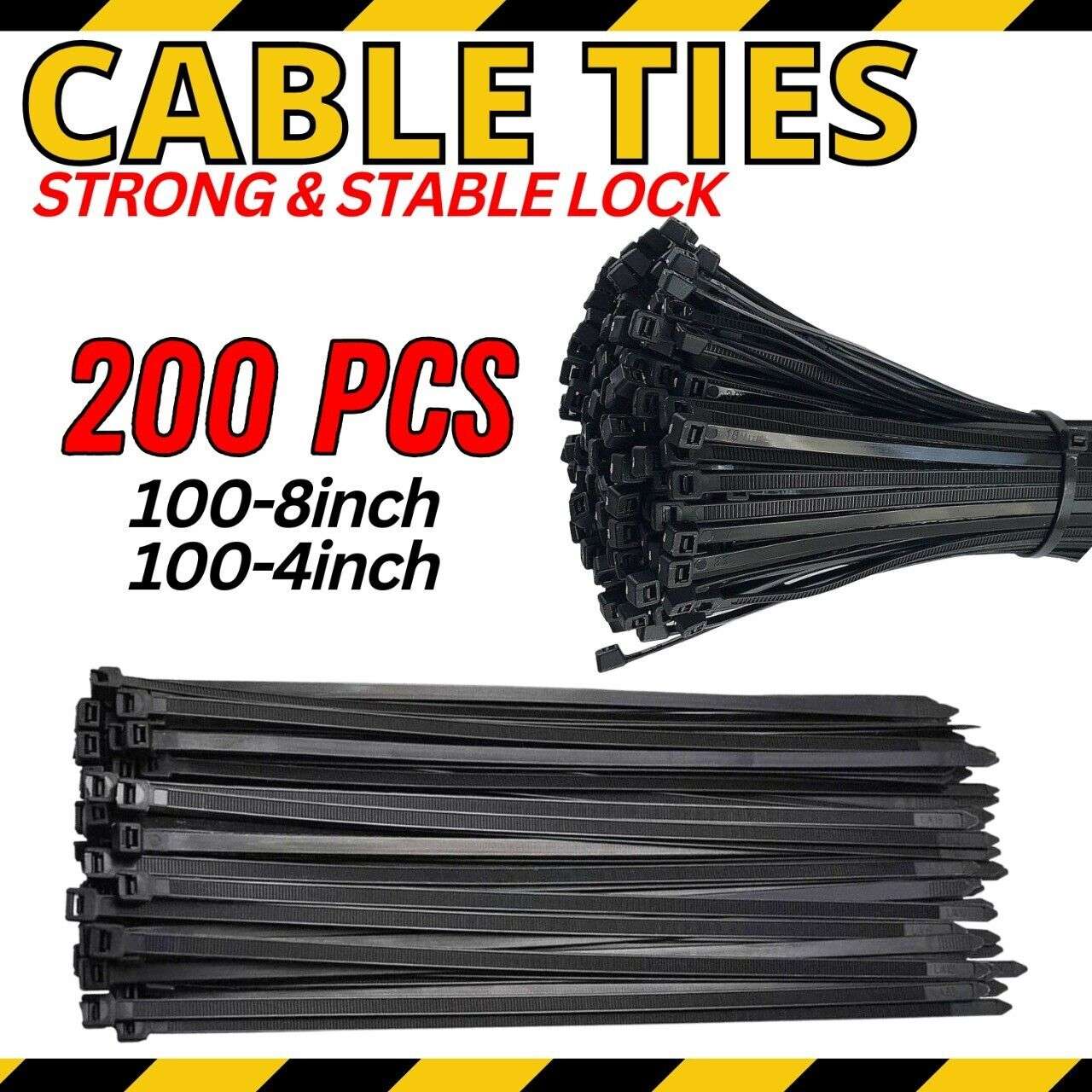 200 Pcs Bundle, Durable, Nylon Cable Zip Ties - available at Sparq Mart