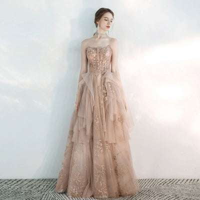 Bridesmaid Dinner Attire, Champagne Bridesmaid Dress, Evening Gown Elegance - available at Sparq Mart