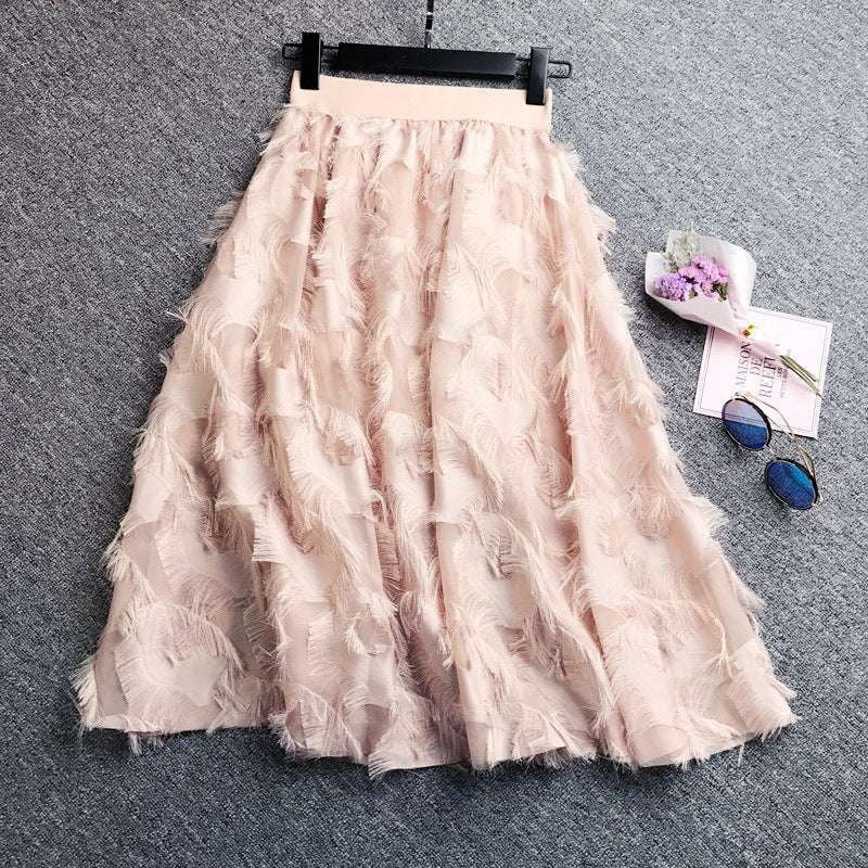 Chic A-line Skirt, Elegant Chiffon Skirt, Korean Midi Skirt - available at Sparq Mart