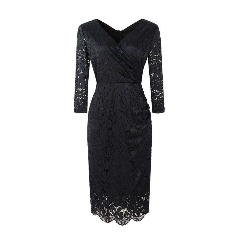 Cross V-Neck dress, Elegant lace dress, Hand-cut flower dress - available at Sparq Mart