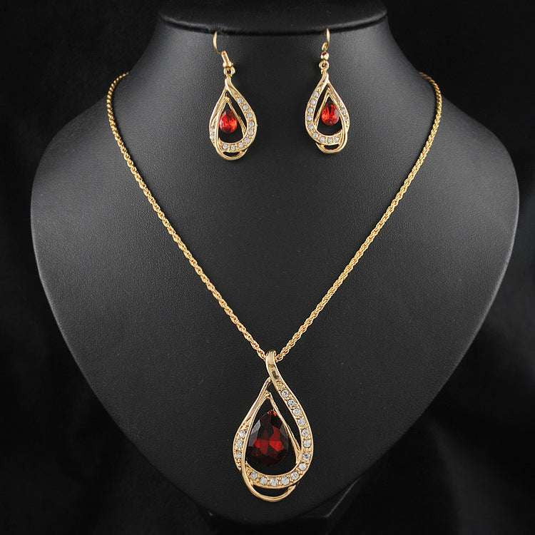 Chic Earring Set, Crystal Pendant Necklace, Fashion Jewelry Combo - available at Sparq Mart