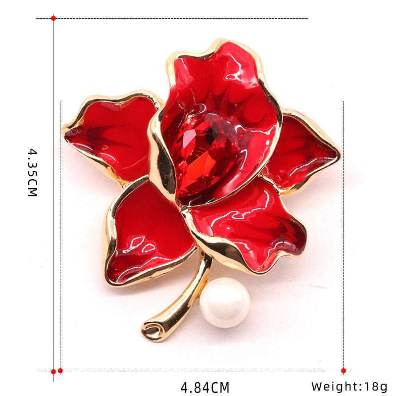 Elegant Brooch Gift, Enamel Flower Pin, Oil Drop Brooch - available at Sparq Mart