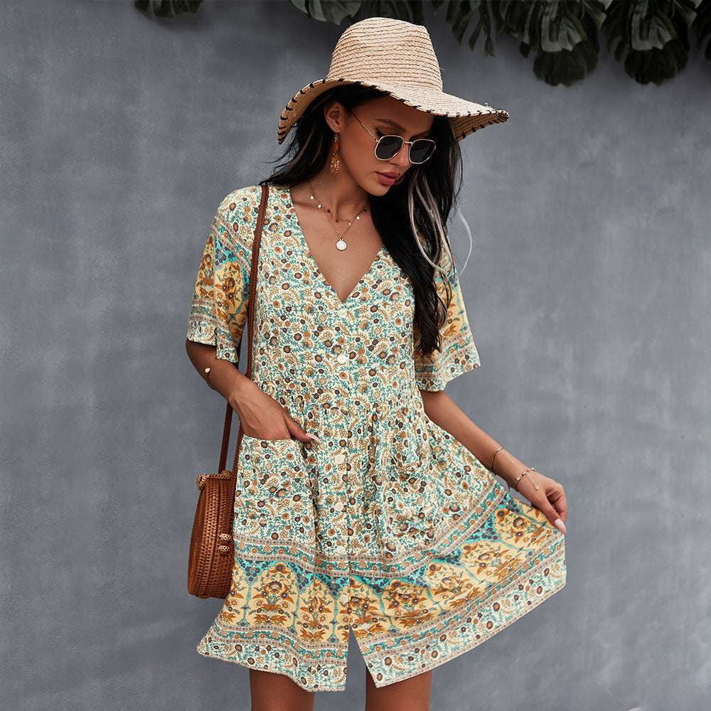 boho floral dress, elegant summer frock, sexy bohemian attire - available at Sparq Mart