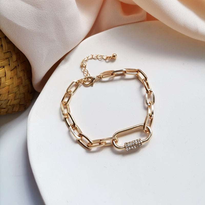 Elegant Women's Bracelet, Fashionable Couple Accessory, Gold Chain Bracelet - available at Sparq Mart