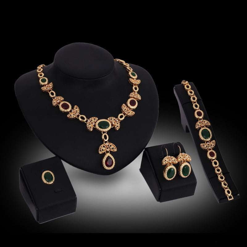 Bracelet Ring Earrings, Elegant Necklace Combo, Gold Jewelry Set - available at Sparq Mart