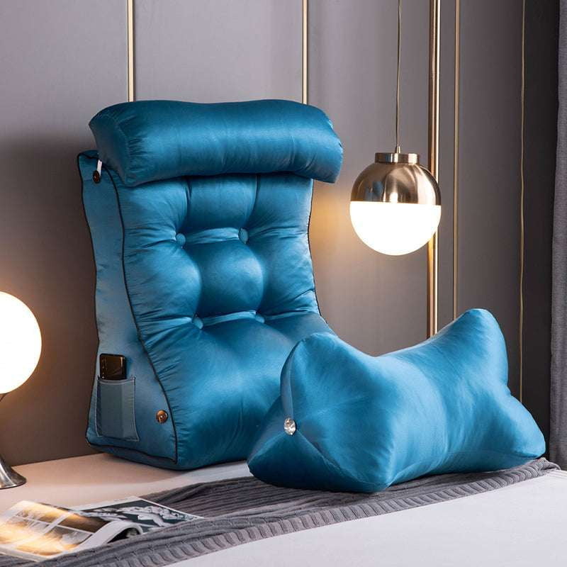 Comfortable Blue Waist Pillow, Elegant Green Upholstered Pillow, Stylish Grey Headboard Cushion - available at Sparq Mart